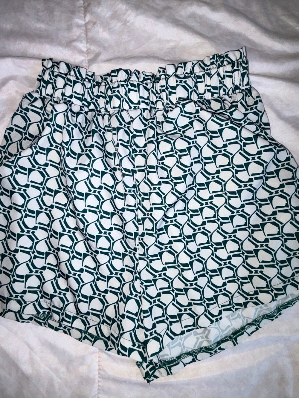 High-Waist Printed Women’s Shorts M Green & White